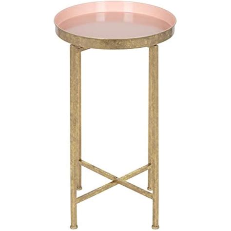 KateandLaurel Round Metal Foldable Tray Accent Table - Black & India | Ubuy