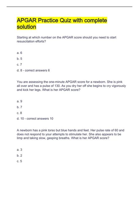 Image result for Apgar Practice Questions