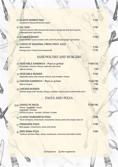 Menu at Banjara D lite, Bengaluru