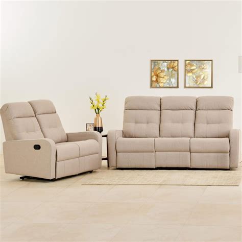 Buy Helios Toledo Fabric 3+2 Seater Recliner Set - Beige from Helios by ...