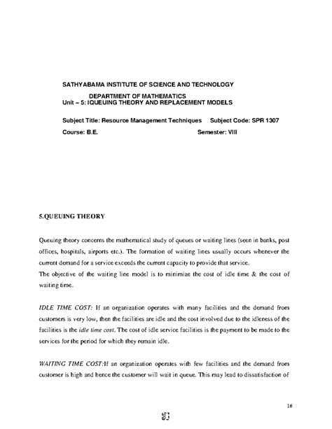 Queueing Theory and Replacement Models: SPR 1307 Notes - Studocu