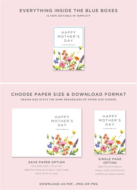 Floral Happy Mother's Day Card Printable Template | Etsy