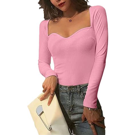 Buy GLARE & BLAIR Casual Ribbed Sweetheart Neck Full Sleeves Stylish ...