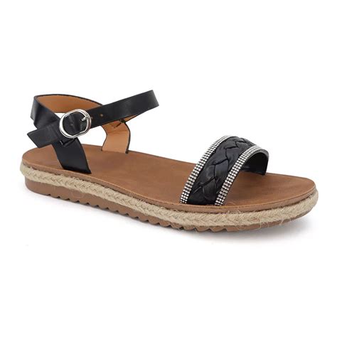 Yoki Alberta-02 Women's Braided Sandals with Rhinestones