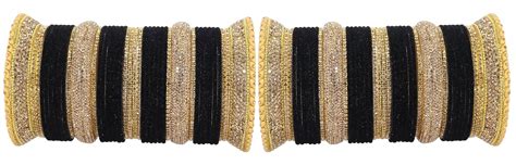 Buy LAVAZZA Premium Golden Zircon Stone Work Chuda Set For Bridal Women ...