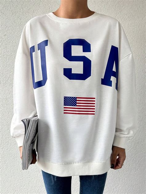 Printed Drop Shoulder Casual Sweatshirt | SHEIN USA