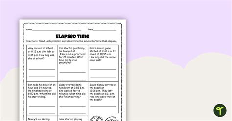 Image result for Elapsed Time Problem Worksheet