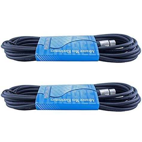 Two pack of 20 FT Low Z Male to Female 3 Pin XLR Mic Microphone Cable ...