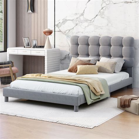 Churanty Twin Upholstered Bed with Soft Headboard, Velvet Platform Bed ...