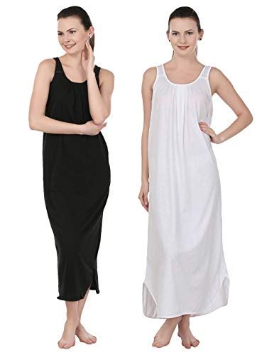 BLAZON Women's Cotton Nighty Slip - Set of 2 (Black & White) – Blazon India