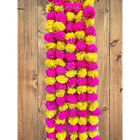Buy Evisha 5 Pcs Artificial Flowers Marigold Garlands for Diwali ...