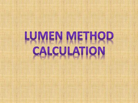 Image result for Lumen Method Calculation