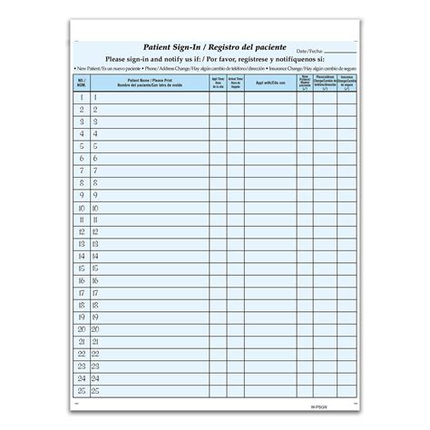 Cosco Patient Bilingual Confidential Sign-In Forms, 3-Part, 125 Forms ...