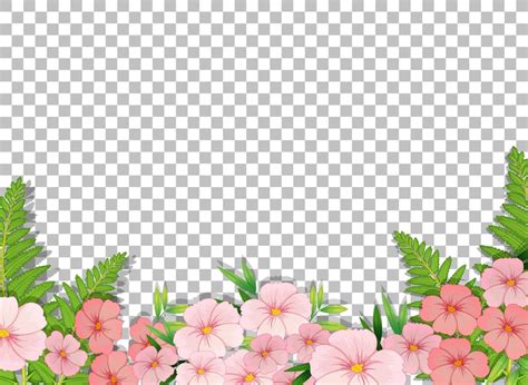 透明な背景にピンクの花フレームテンプレート | 無料のベクター