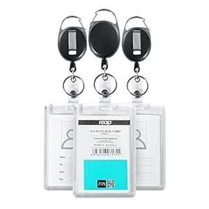 3 Pack Heavy Duty Retractable ID Badge Holder - Hard Plastic Clear ...