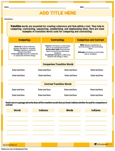 Compare and Contrast - Transition Words Worksheet