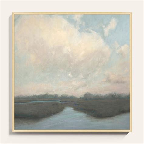 Pastel Marsh Wall Art with Soft Whites & Ocean Blues