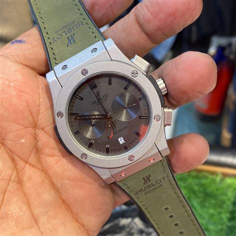 Buh Olive Green Silicone Strap Grey Chrono Dial Men’s Watch 400921 ...