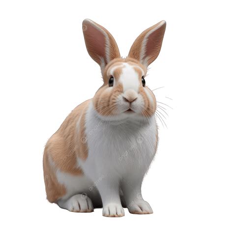 Cute Brown And White Rabbit Sitting On A Background, White Rabbit ...