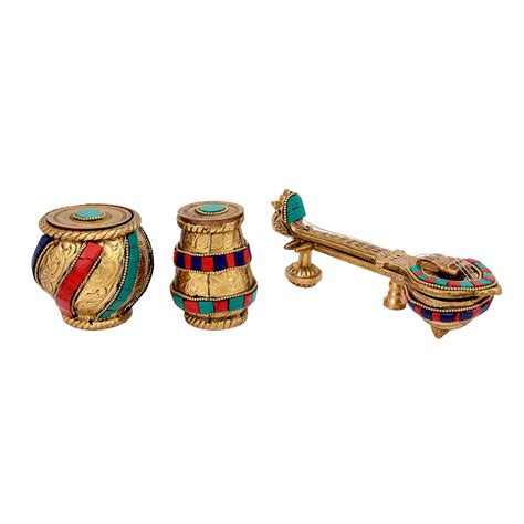 Buy AONA Brass Sitar and Tabla Dugi Set for Home Decor/Office Decor ...