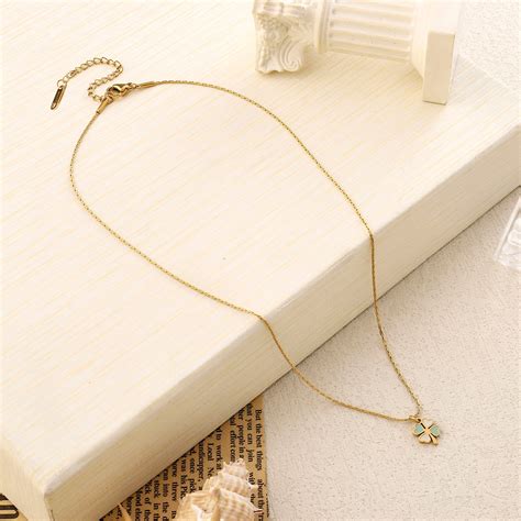 Green & White Clover Gold Necklace | Salty – Salty Accessories