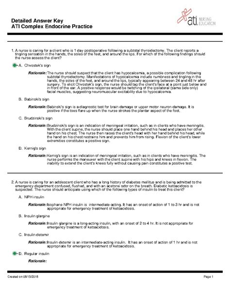 Final Exam: ATI Complex Endocrine Practice (NURS 401) - Studocu