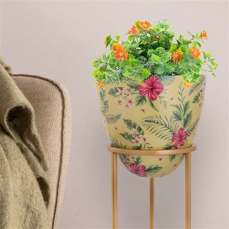 Pink Metal Table Planter with Stand | Indoor Plants & Flowers – Metalsmith