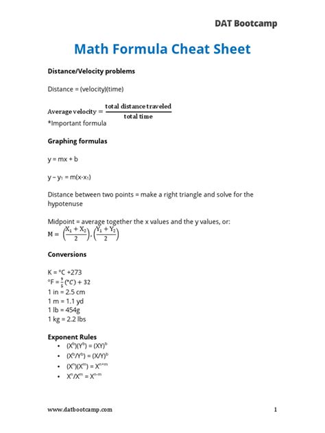 Image result for Math Lab Formula Sheet