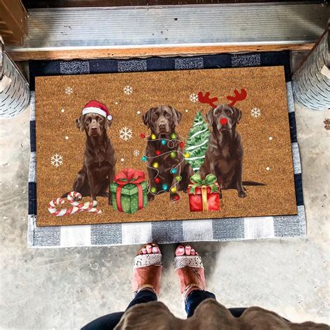 Christmas Chocolate Labrador Retriever Mat, Cute Labrador Doormat ...