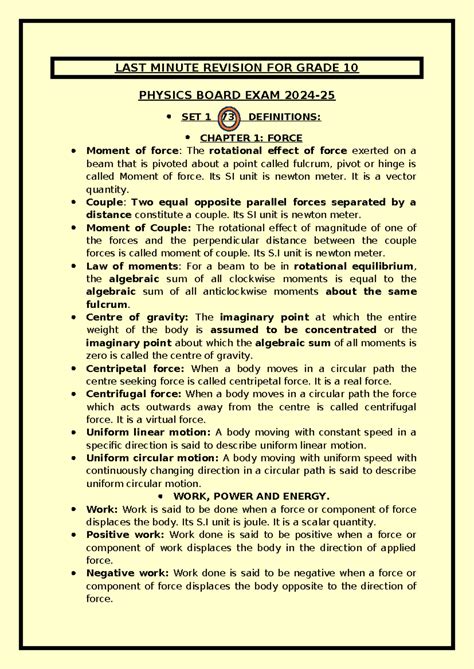 LMR SET 1 AND 2 - Last minute revision set - LAST MINUTE REVISION FOR ...