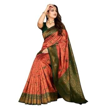 Buy ANSHU SIGNATURE Banarasi Silk Saree for Women | Peach Litchi Silk ...