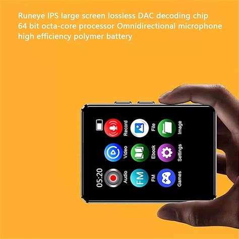 Portable MP3 Player Bluetooth HiFi Stereo Music Player 1.8inch Touch ...