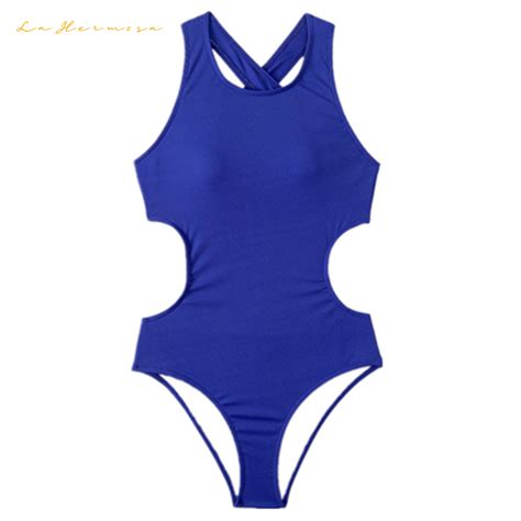 New Style Hot Sale Women Swimsuit Pure Blue One-Piece Bikini Beachwear ...