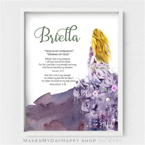 Briella Name Wall Art,bible Meaning,isaiah 12,habakkuk 3,personalized ...