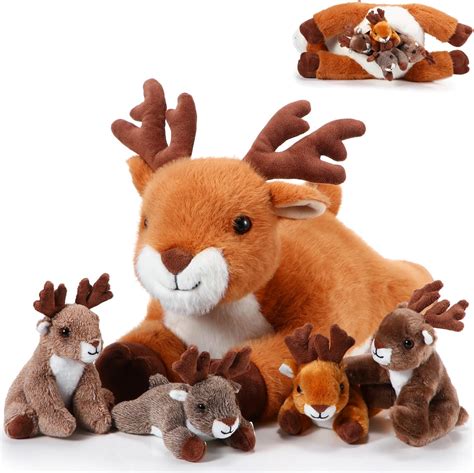 Amazon.com: Poen Plush Deer Stuffed Animal Set 16 Inch Cuddly Mommy ...