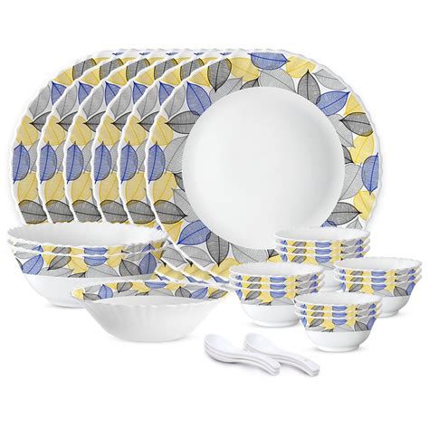 Larah by Borosil Silk Series Kora Opalware Dinner Set | 27 Pieces for ...