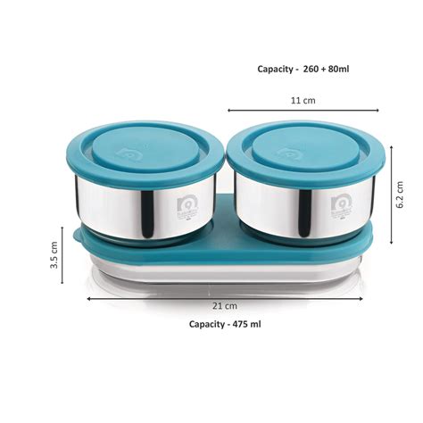 NanoNine Tiffiny Prime Plus Chapati Combo (340ml x 2 with Chapati Box,