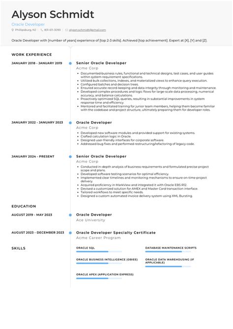 Image result for Resume for Oracle Developer