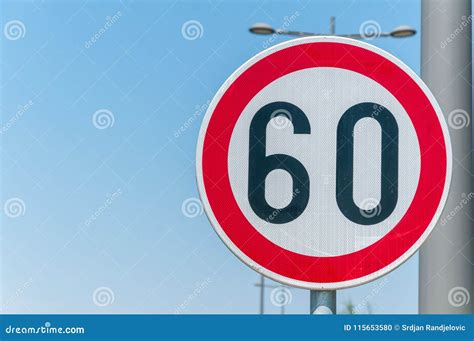 Traffic Speed Limit Sign for Restriction on 60 Kilometers or Miles Per ...
