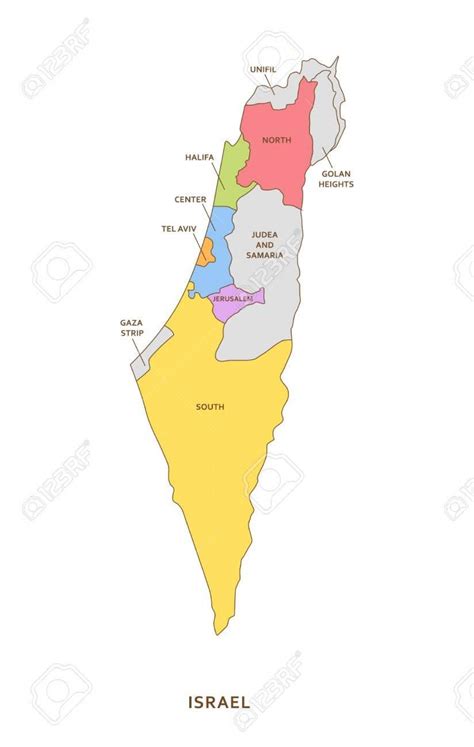 Map of Israel regions: political and state map of Israel