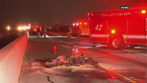 Motorcyclist killed in fiery crash on 405 Freeway | KTLA
