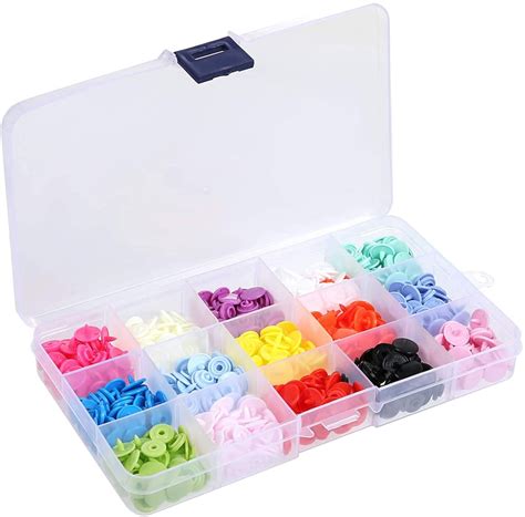 SYGA Plastic Snap Buttons Set-300 pcs T5 Fastener Snap Button with 15 ...