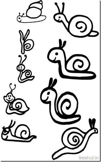 Cute Snail Drawing and Coloring Pages