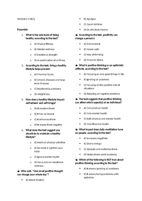 Line by line questions - nice - MODULE-1 MCQ Preamble 1. What is the ...