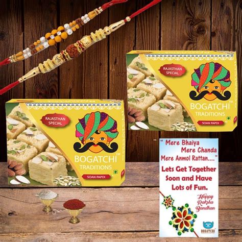 BOGATCHI Soan Papdi Rakhi Combo Gift,Rakhi Gift Complete Hamper, Rakhi ...