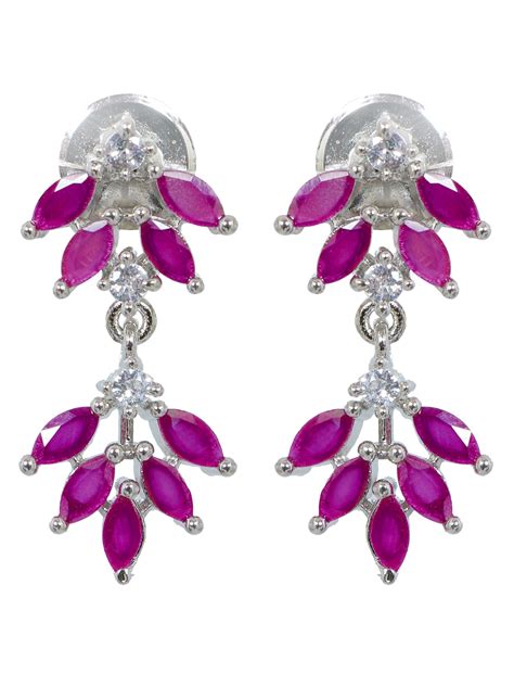 Silver-Plated & White American Diamond Studded Jewellery Set SDJS0030