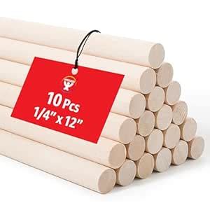 Hygloss Products, Inc. Wooden Dowel Rods, 1/4-Inch x 12-Inch, 10 Dowels ...