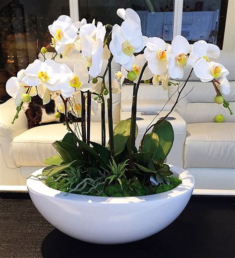 Large White Orchid Arrangement Realistic Orchids Set In by Flaural ...