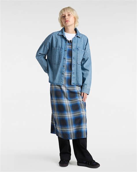 Antica Boxy Denim Long Sleeve Woven Shirt in Blue| Vans UK