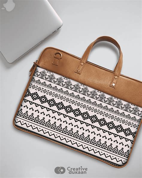 Black and White Chevron - The Vegan Leather Laptop Bag – Creative Dukaan